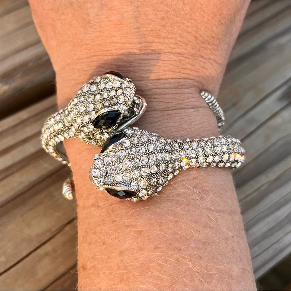 - Double Rattlesnake Bling Hinge Cuff! NEW! - Picture 3 of 15